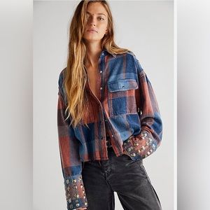Free People Austin Plaid Button Down Shirt S